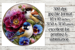 Birds &amp; Flowers Round Design, 10x10 Round Sublimation, d43 Product Image 2