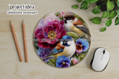 Birds &amp; Flowers Round Design, 10x10 Round Sublimation, d43 Product Image 4
