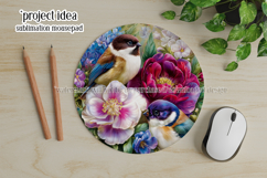 Birds &amp; Flowers Round Design, 10x10 Round Sublimation, d5 Product Image 4