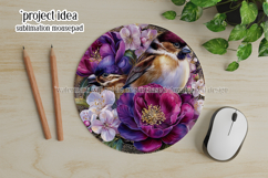 Birds &amp; Flowers Round Design, 10x10 Round Sublimation, d6 Product Image 4