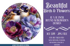 Birds &amp; Flowers Round Design, 10x10 Round Sublimation, d7 Product Image 1