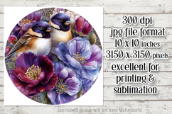 Birds &amp; Flowers Round Design, 10x10 Round Sublimation, d7 Product Image 2