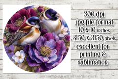 Birds &amp; Flowers Round Design, 10x10 Round Sublimation, d8 Product Image 2