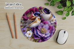 Birds &amp; Flowers Round Design, 10x10 Round Sublimation, d8 Product Image 4