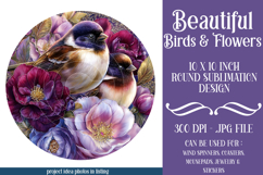 Birds &amp; Flowers Round Design, 10x10 Round Sublimation, d9 Product Image 1