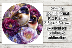 Birds &amp; Flowers Round Design, 10x10 Round Sublimation, d9 Product Image 2