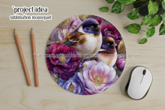 Birds &amp; Flowers Round Design, 10x10 Round Sublimation, d9 Product Image 4