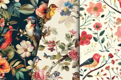 Birds And Flower Digital Paper Bundle Product Image 6
