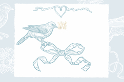 Engraving Style Birds &amp; Florals Clipart Product Image 2