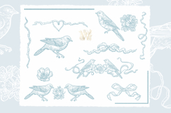 Engraving Style Birds &amp; Florals Clipart Product Image 3