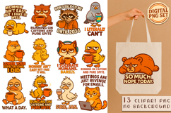 13 Sarcastic Quotes Bundle Clipart | Funny Animals PNG Product Image 1
