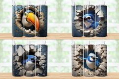 3D Birds Cracked Hole, 20/30oz Skinny Tumbler Product Image 7