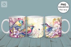 Spring Birds mug PNG sublimation. 11 &amp; 15 oz mug wrap PNG Product Image 3