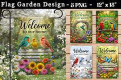 Birds Garden Flag Design, Winter Hummingbird Butterfly Flowe Product Image 1