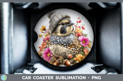 GorgeousBirds Knit Hat Car Coaster design.