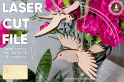 Birds - laser cut file, 3d laser design Hunging birds SVG Product Image 1