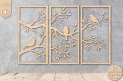 Birds on Branch Laser Cut, Nature Wall Decor SVG Product Image 1