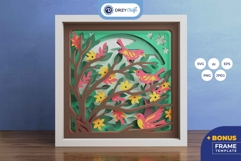 Birds on Soft Color Tree 3D Layered Paper Cut - The Bird 3D Product Image 1