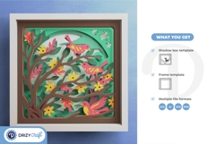 Birds on Soft Color Tree 3D Layered Paper Cut - The Bird 3D Product Image 3