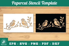 Birds Papercut Stencil SVG Product Image 1