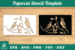 Birds Papercut Stencil SVG Product Image 1