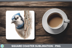 GorgeousBirds Tree Peek Square Coaster design.