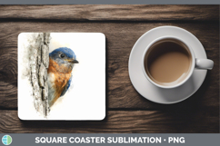 GorgeousBirds Tree Peek Square Coaster design.