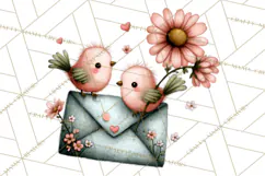 Birdsong Letters Clipart, Printable Love Letter PNG Product Image 2