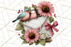 Birdsong Letters Clipart, Printable Love Letter PNG Product Image 3