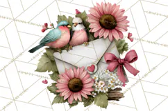 Birdsong Letters Clipart, Printable Love Letter PNG Product Image 3