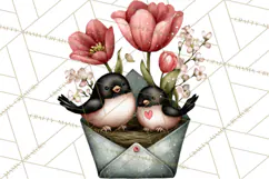 Birdsong Letters Clipart, Printable Love Letter PNG Product Image 3