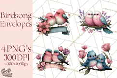 Birdsong Letters Clipart, Printable Love Letter PNG Product Image 1