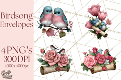 Birdsong Letters Clipart, Printable Love Letter PNG Product Image 1