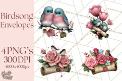 Birdsong Letters Clipart, Printable Love Letter PNG Product Image 1