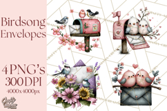 Birdsong Letters Clipart, Printable Love Letter PNG Product Image 1