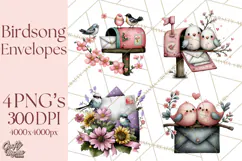 Birdsong Letters Clipart, Printable Love Letter PNG Product Image 1