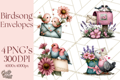 Birdsong Letters Clipart, Printable Love Letter PNG Product Image 1