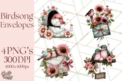Birdsong Letters Clipart, Printable Love Letter PNG Product Image 1