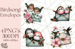 Birdsong Letters Clipart, Printable Love Letter PNG Product Image 1