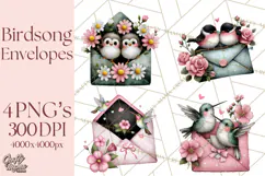 Birdsong Letters Clipart, Printable Love Letter PNG Product Image 1