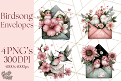 Birdsong Letters Clipart, Printable Love Letter PNG Product Image 1