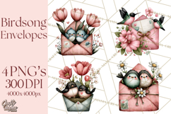 Birdsong Letters Clipart, Printable Love Letter PNG Product Image 1