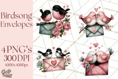 Birdsong Letters Clipart, Printable Love Letter PNG Product Image 1