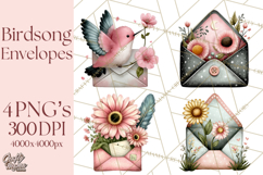 Birdsong Letters Clipart, Printable Love Letter PNG Product Image 1
