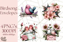 Birdsong Letters Clipart, Printable Love Letter PNG Product Image 1