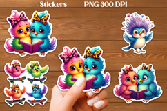 Funny bird stickers PNG | Printable animal planner stickers Product Image 1