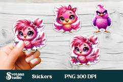 Funny bird stickers PNG | Printable animal planner stickers Product Image 1