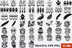 Funny bird SVG | Owl SVG | Bird silhouette | Hummingbird SVG Product Image 1