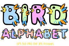 Birdy Bird Cartoon Alphabet Font Hand Drawn Lettering Childrens by Squeeb Creative