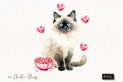 Valentine Birman Cat PNG | Valentine's Day Clipart Product Image 1
